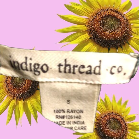 INDIGO THREAD CO. Gauze TEAL TUNIC/TANK with Awesome Color & Trim SIZE S NWOT - Picture 5 of 6